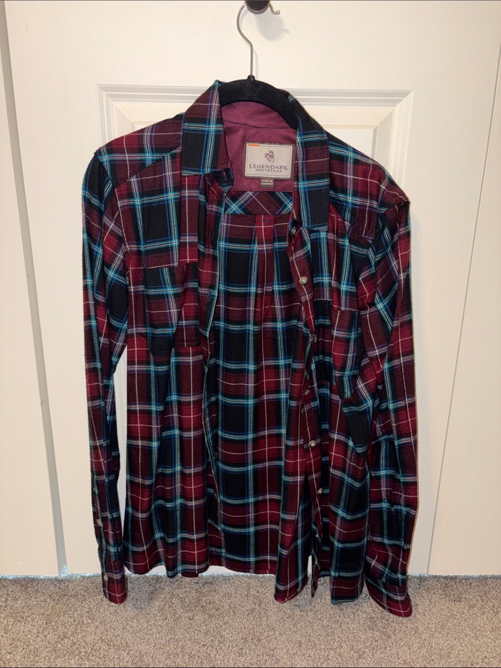 Legendary Whitetail blue and maroon flannel button up